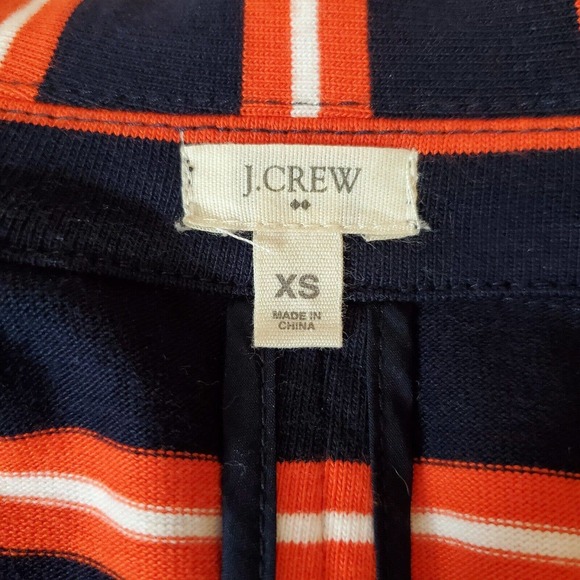 SOLD ~ J Crew Factory Blazer Women XSmall Navy Orange Striped Collar Pockets XS - Picture 4 of 11